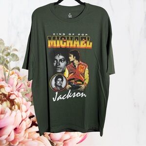 Michael Jackson The King Of Pop Graphic Short Sleeve Tee - Green Mens 2XL NEW!